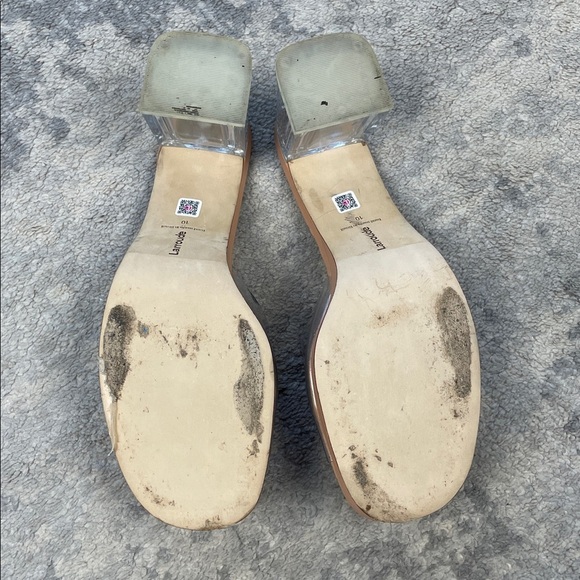 Larroude Jenn Lucite Heeled Mules Nude Beige Clear Sandals Cinderella Sz 10 - Picture 9 of 15
